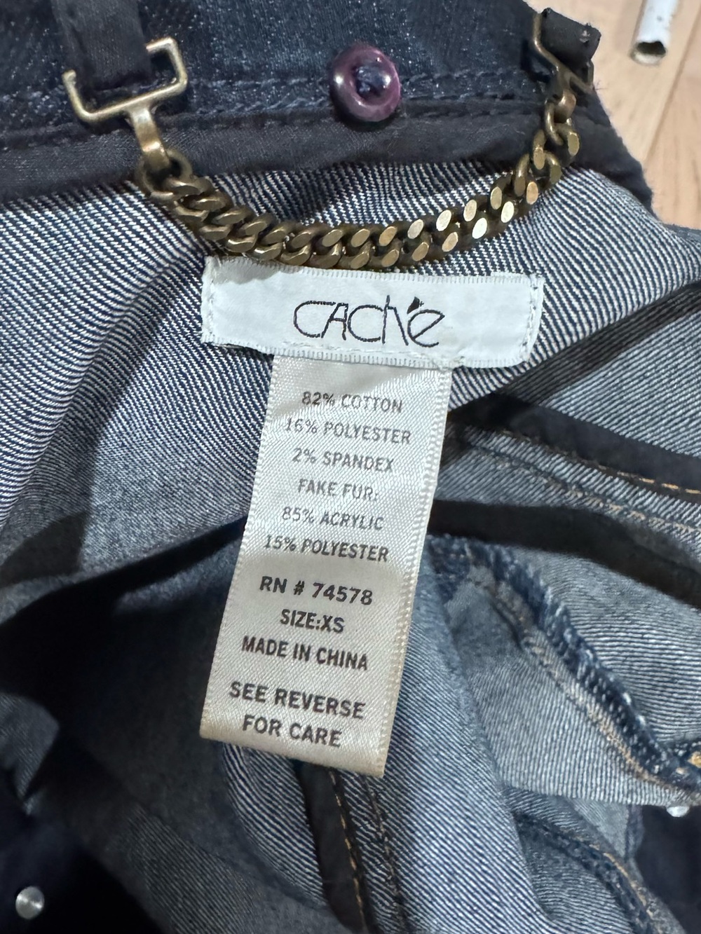 Vintage Caché Y2K Dark Wash Cropped Denim Jacket XS - Picture 11 of 12